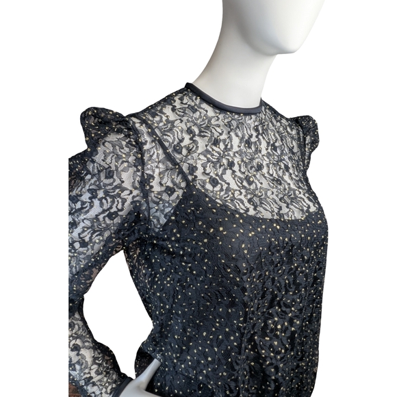 Vintage Black Lace Drop-Waist One-Piece w/ Statement Bow – Avant-Garde Evening - Picture 10 of 11